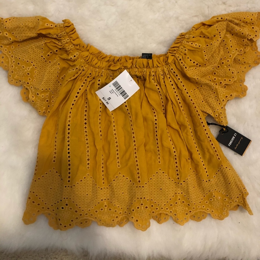 Forever 21 Off The Shoulder Embroidered Top